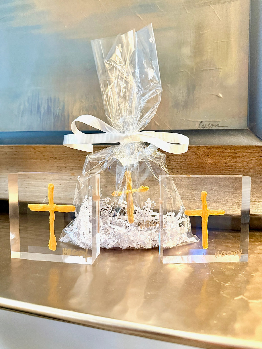 Golden Cross Acrylic Block