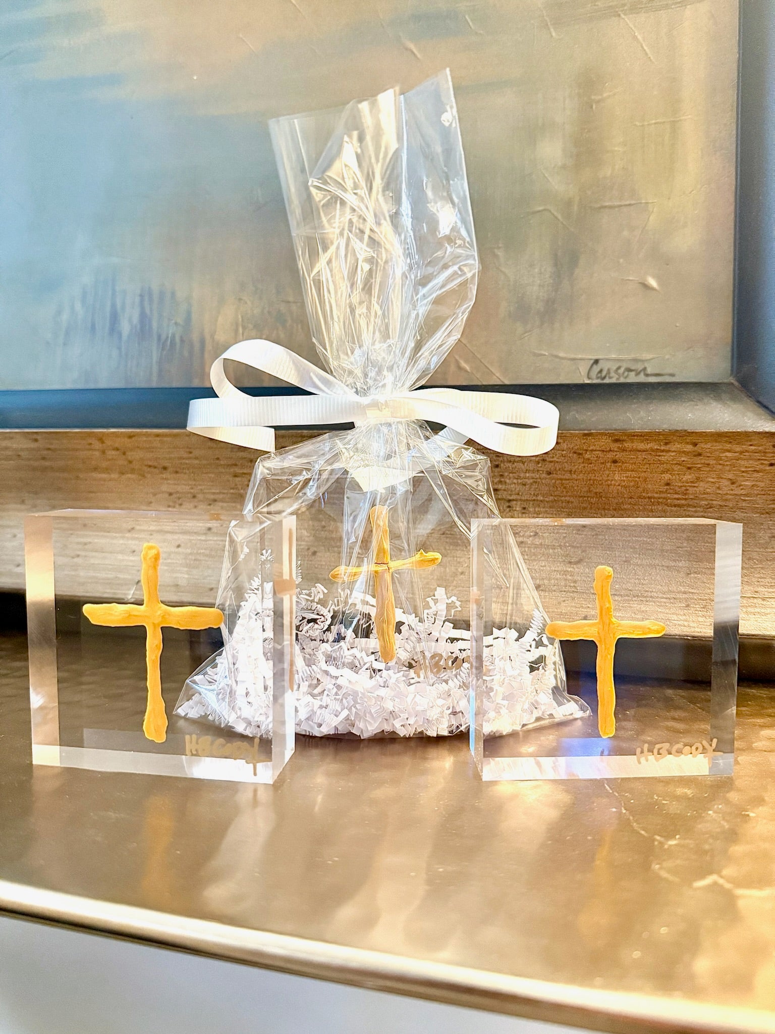 Golden Cross Acrylic Block
